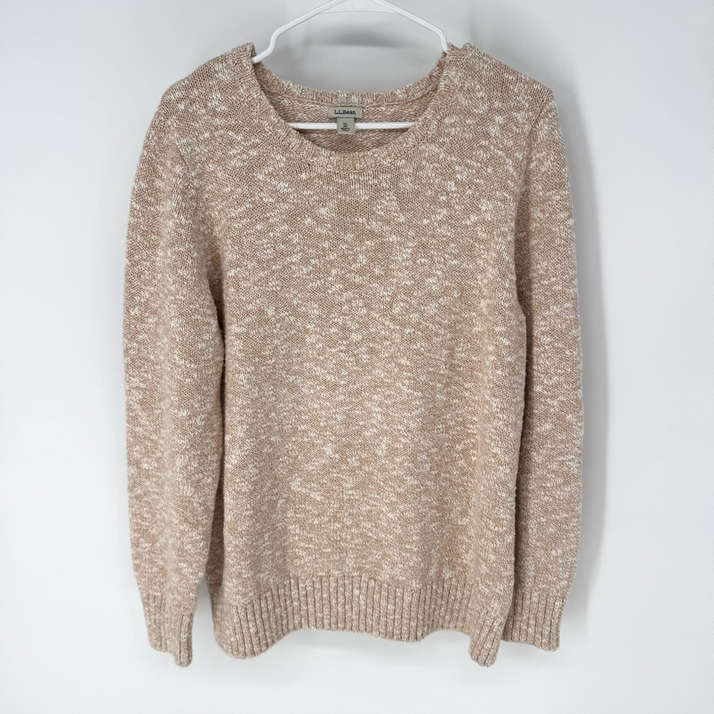 L.L. Bean 100% cotton Tan Crew Neck cosycore peach/tan Sweater XL